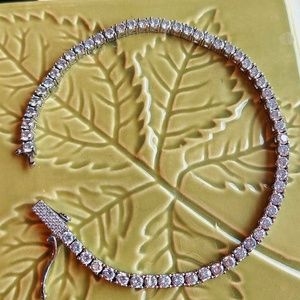 GLD round cut tennis anklet in white gold 3 mm